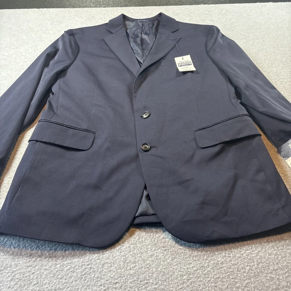 Stafford Stretch Blazer Navy Blue 42 Sh Men's Single Vent 2 Button Classic Fit